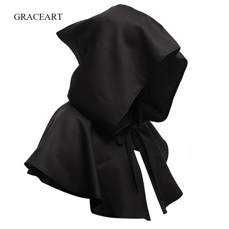 Middle Ages Cosplay Death Hat Halloween Carnival Medieval Renaissance Priest Hooded Cloak