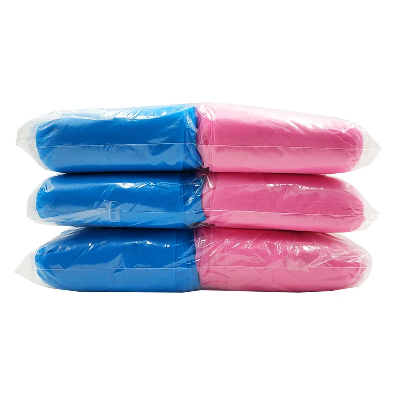 Rouroliu 100pcs/lot Disposable Non-Woven Shoes Cover Thickening Dustproof Homes Overshoes Non-Slip Blue Pink