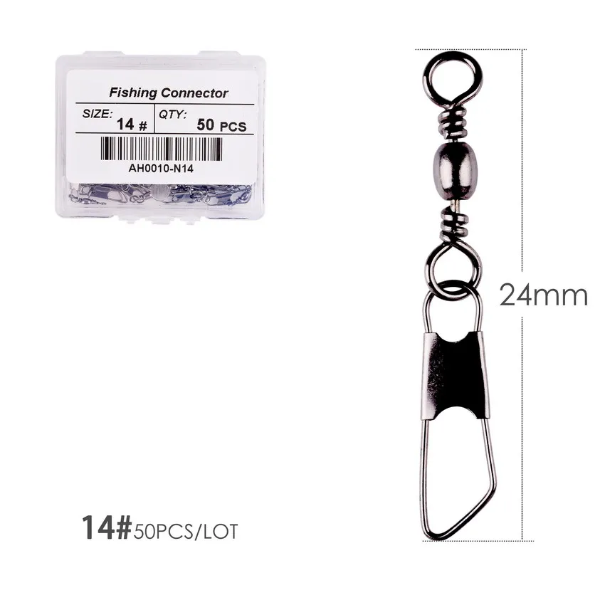50 Teile/schachtel Messing Barrel Angeln Wirbel Solide Ringe Angeln Pin Linie Stecker Angelhaken mit Verriegelung Snap Wirbel Tackle-Tool