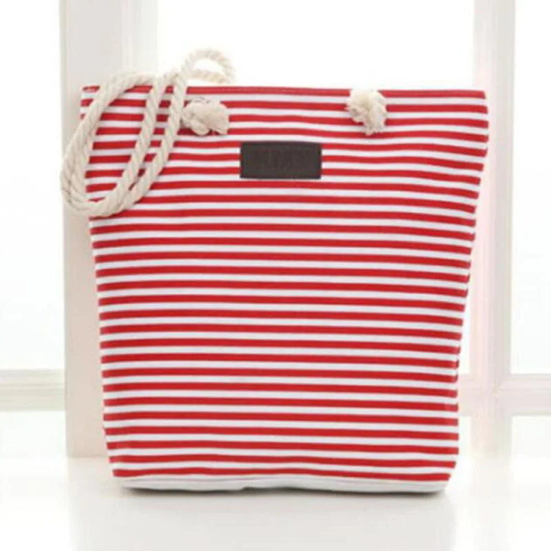 Free Shopping Handbag High Quality Women Girls Canvas Large Striped Summer Shoulder Tote Beach Bag Colored Stripes