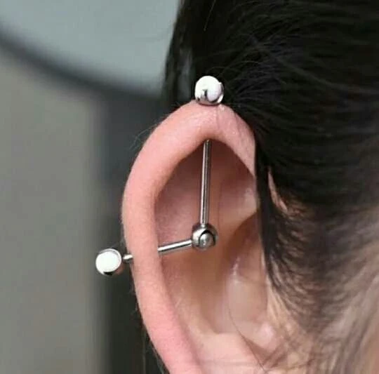 Newest G23 titanium 14G internally thread adjusted Opal industrial Barbell Daith tragus Catrilage Conch Helix Earring Piercing