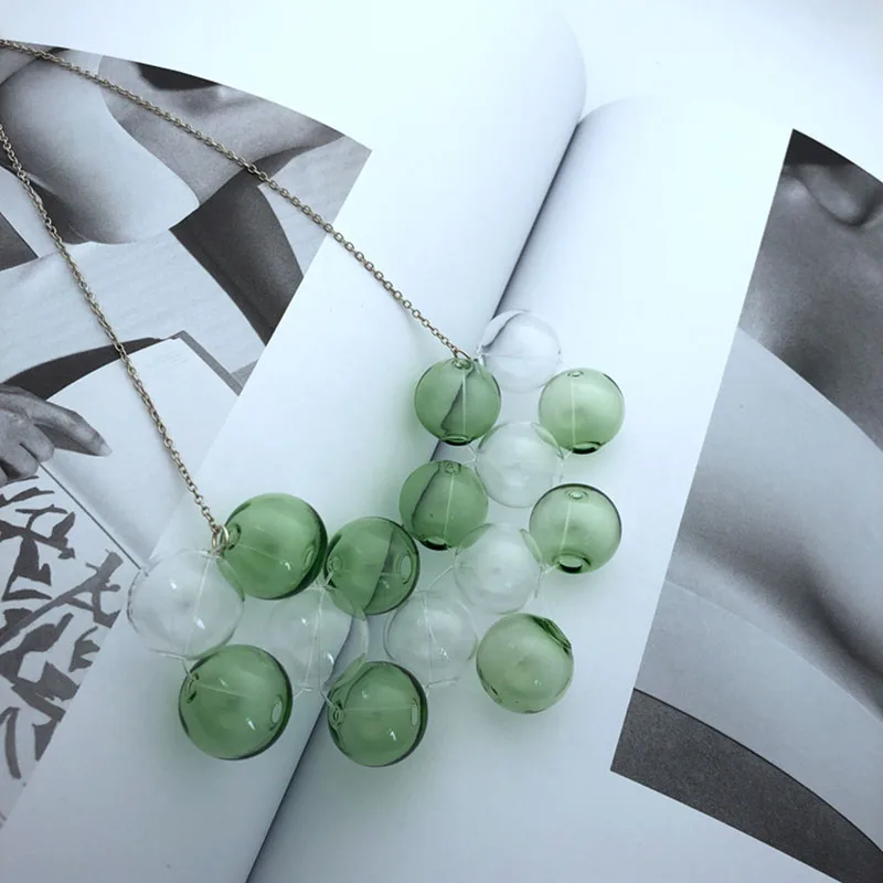 Original Handmade Blown Green Bubbles Choker Necklace For Women 2020 Unique Chic Bubbles Short Chain Necklace Femme Bjioux