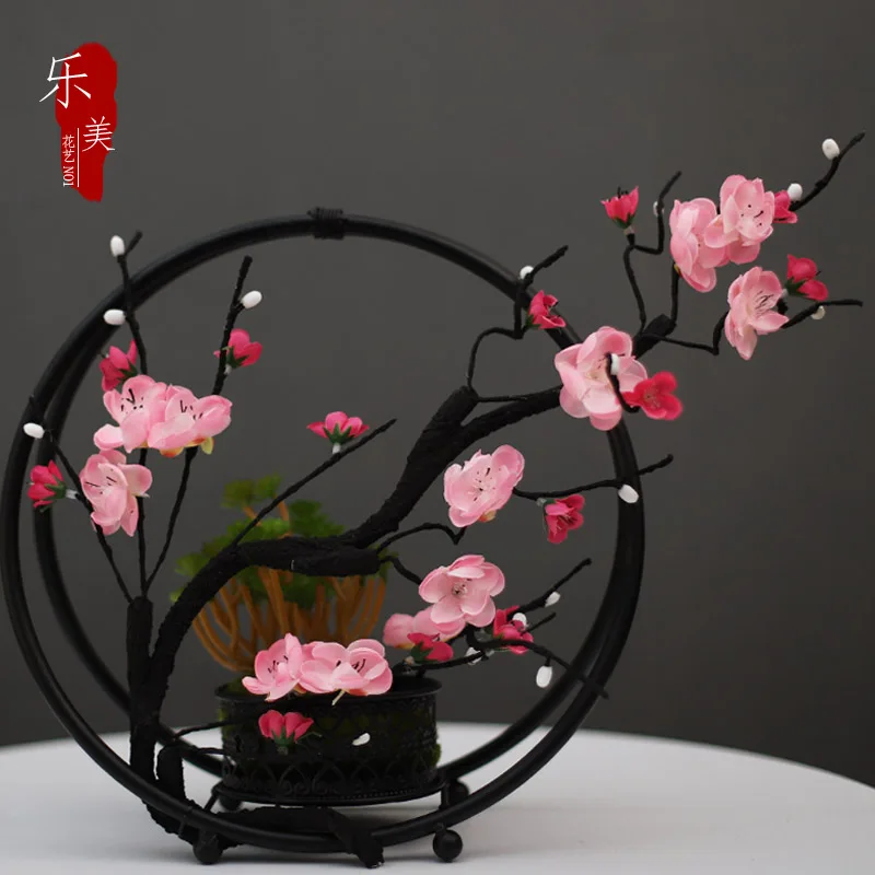 New Chinese imitation plum blossom iron bonsai decoration interior decoration false flower living room porch soft decoration