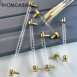 IHOMCASA 2022New Nordic Acrylic Crystal Furniture Door Handles Wardrobe Cupboard Drawer Handle Pulls Kitchen Cabinet Knobs Gold