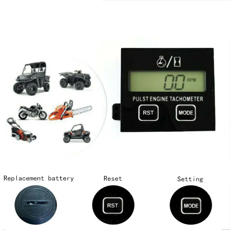 New Double button Motorcycle Chainsaw High Tachometer Gasoline Engine lawn Digital Display Inductive Pulse Speed Tachometer