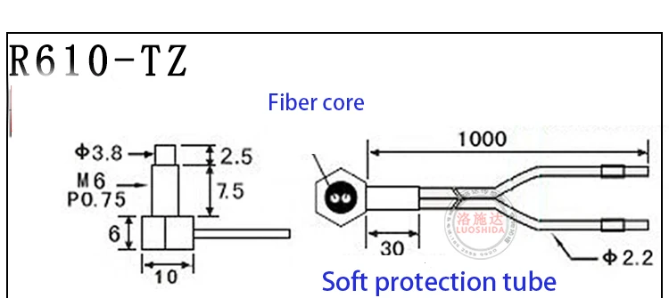 on Sale 2PCS M3 M4 M6 Right Angle diffuse reflection fiber optic sensor probe 1M 2M Length Right Angle Fiber Amplifier Sensor