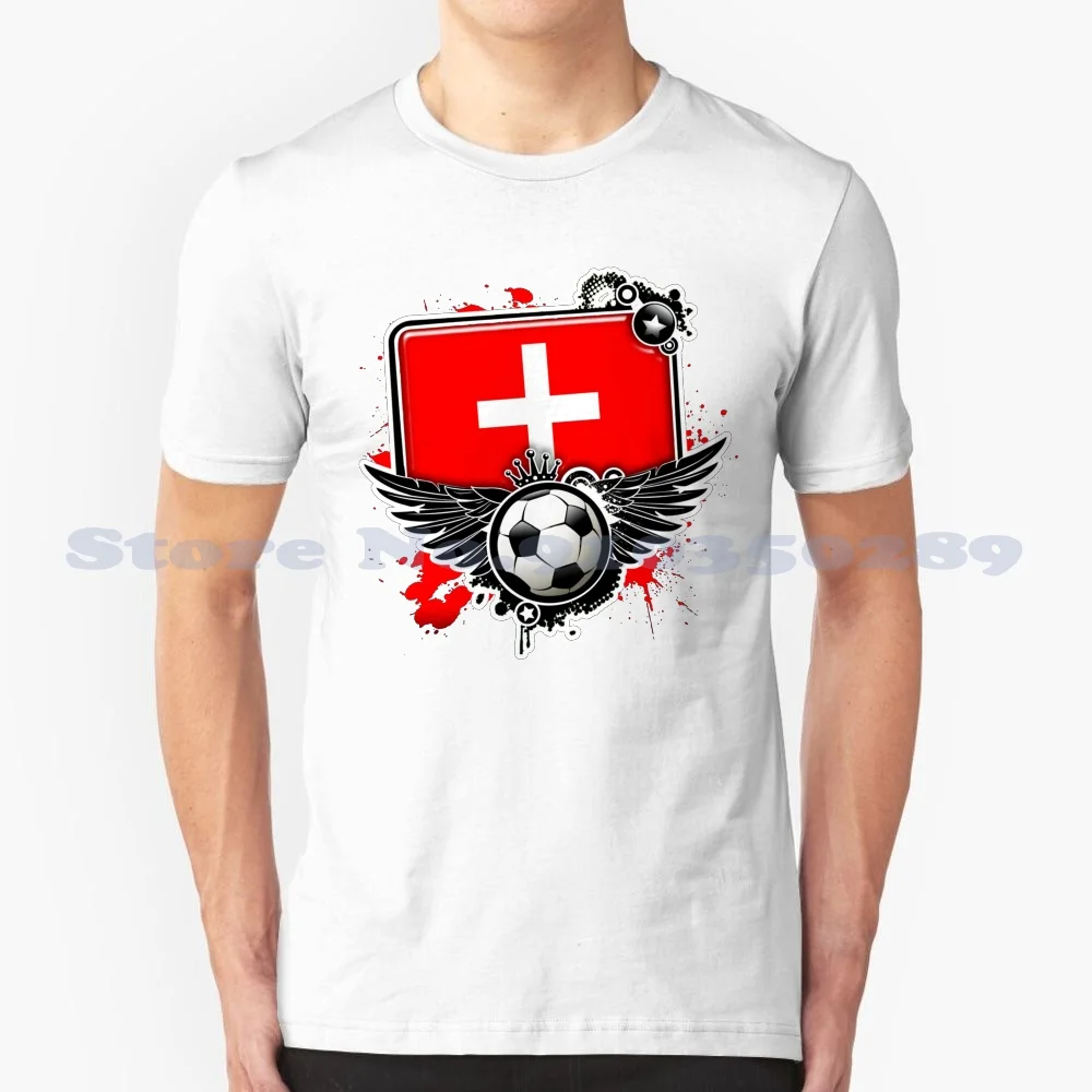 Soccer Fan Switzerland Country Flag Futbol Champion 100% Cotton T-Shirt Athlete Bicycle Brazil Campeones Champion Fathers Day