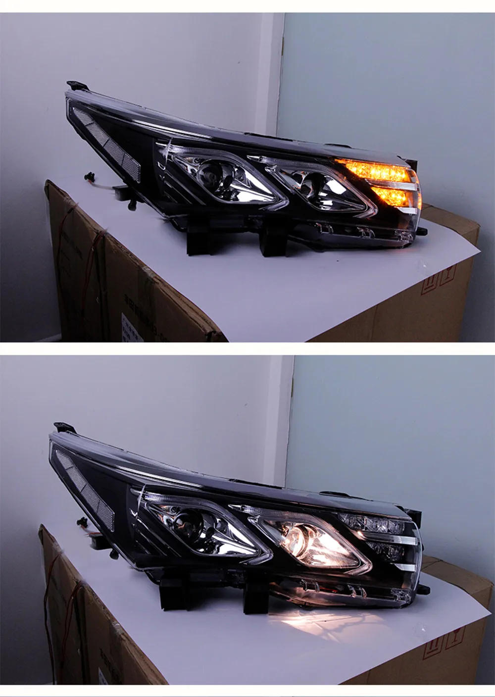 

LED Head Lamps For Toyota Corolla 14-16 Headlights LED DR Xenon Lens Angel Eye Auto Accessories 2pcs