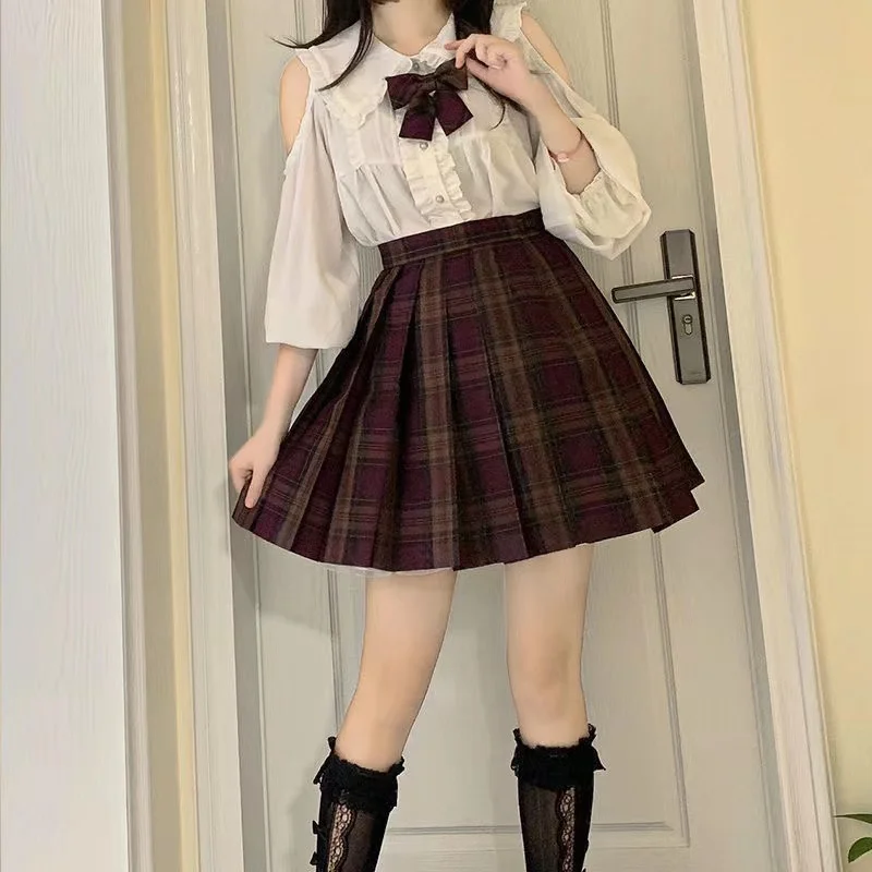 Hot Selling Vrouwen College Stijl Korte Rok Meisjes 'Herfst En Winter Nieuwe Jaar Rode Plooirok Jk Rok meisjes Korte Rok