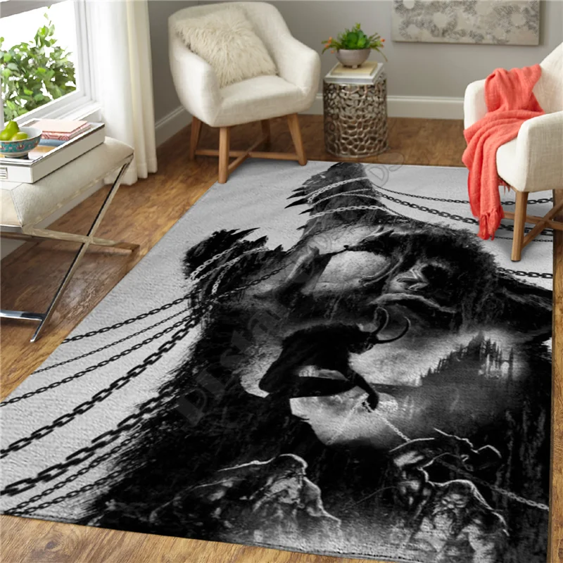 Viking Tattoo Eagle 3D Printed Carpet Mat for Living Room Doormat Flannel Print Bedroom Non-slip Floor Rug 07