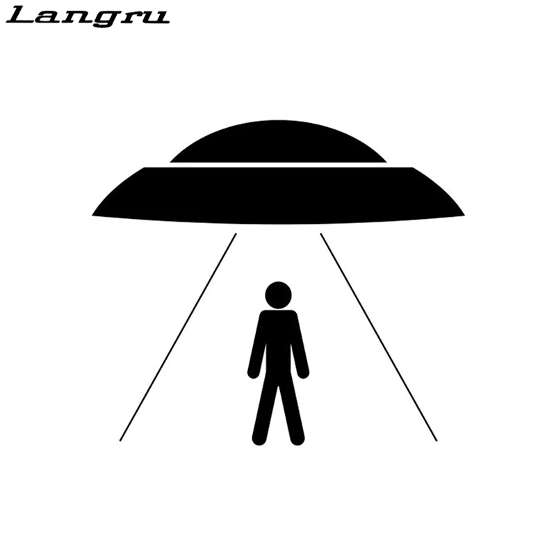 Langru 15cm*13.1cm Fun Abduction Alien Interesting Vinyl Decal Bicycle Laptop Skateboard Luggage Car Sticker Accessories Jdm