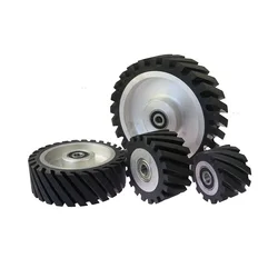 Dia. 75mm - 200mm Serrated Rubber Contact Wheel Sanding Belt Polishing Wheel