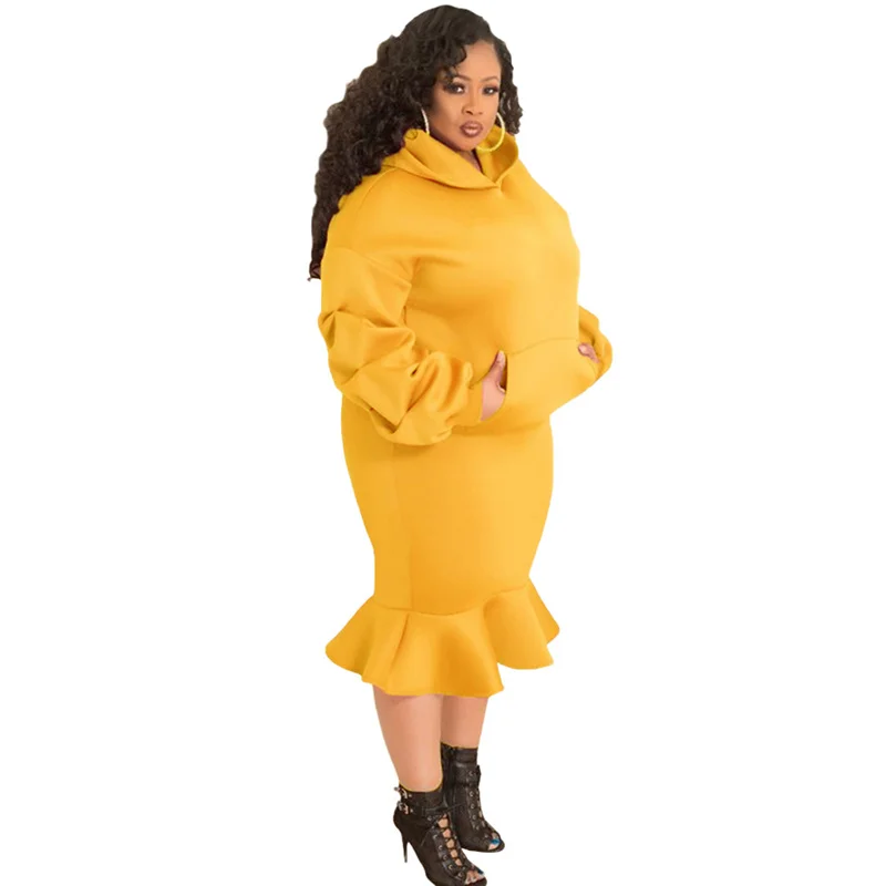 Two Piece Set Plus Size Women Clothing Sweatsuit Long Sleeve Hoodie Top High Waist Maxi Skirt Sets Winter Wholesale Dropshipping