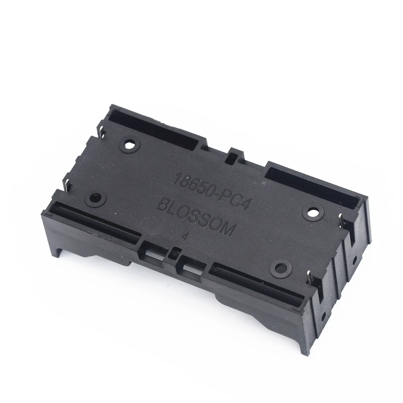 กล่องเก็บแบตเตอรี่พลาสติก 2 x 18650  2 ช่อง สำหรับแบตเตอรี่แบบชาร์จได้ 3.7V พร้อมขาเสียบ สีดำ