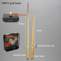 12888 Round Hole High Torque Movement Sweep 6mm screw axis Clock Accessory Quartz Movement With 10001# gold Hands DIY Clock Kits
