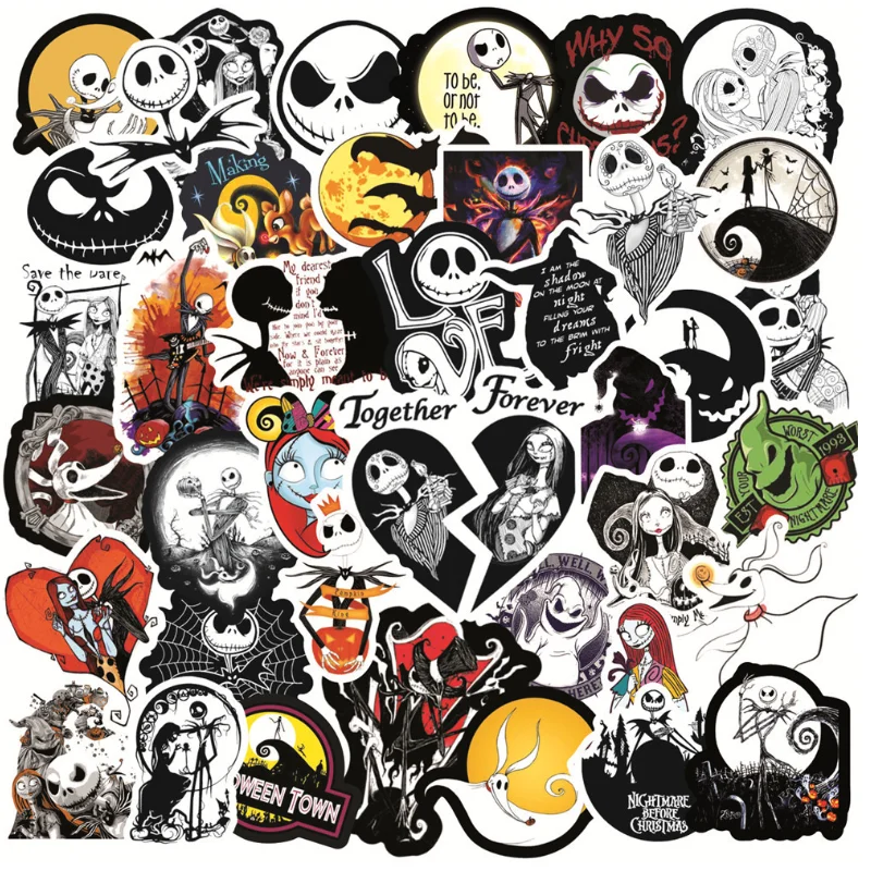 10/30/50 PCS Halloween Christmas Nightmare Pumpkin King Jack Graffiti Sticker Car Motorcycle Trolley Case Sticker Toy Wholesale