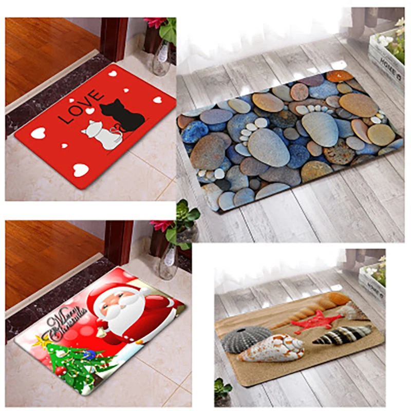 Cartoon 3D Flanged Plush Printed Floor Mat Enter The Door Mat Antiskid Mat For Bathroom Living Room Bedroom Door Mat