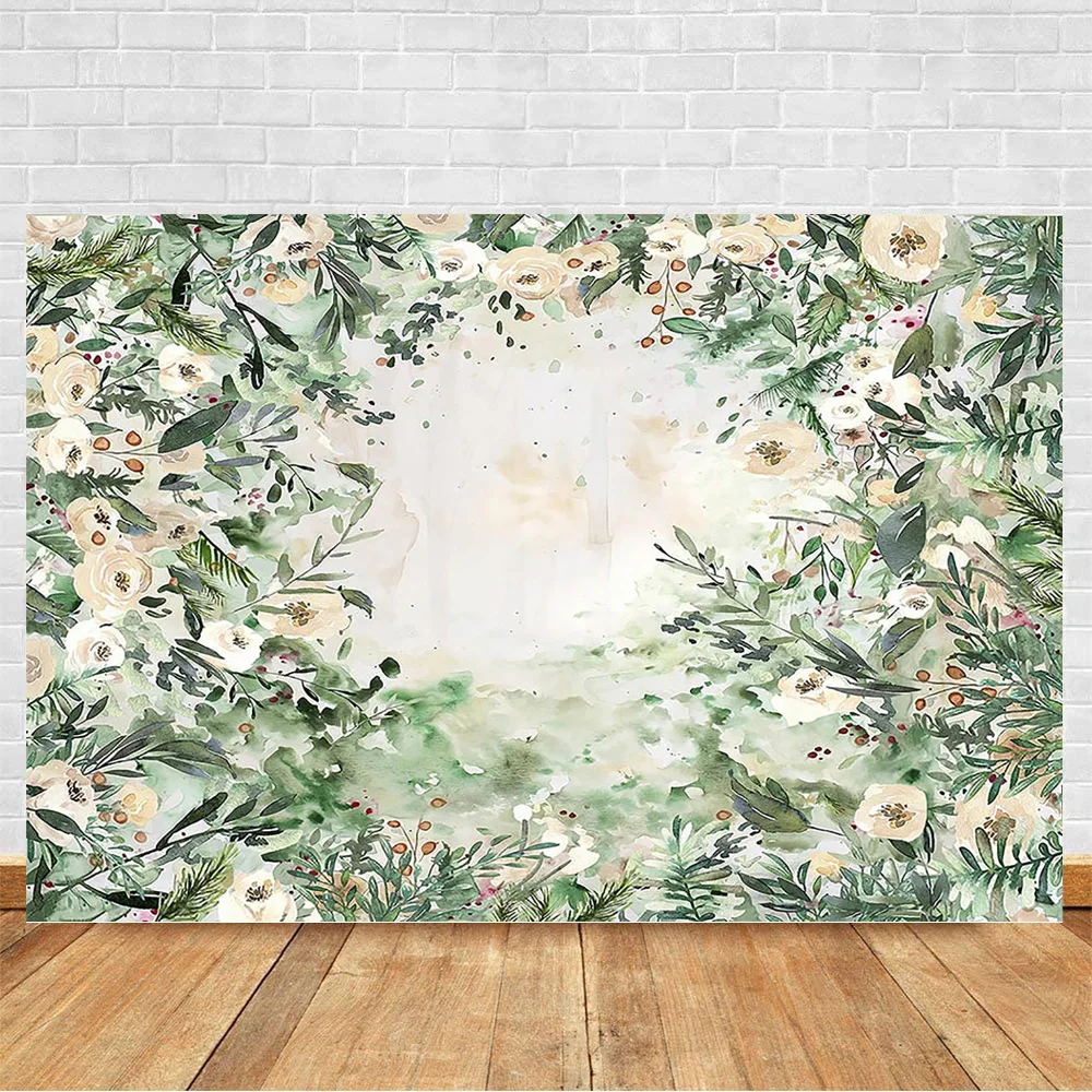 Green Grass Light Yellow Flowers Photography Backdrop Painting Newborn Children Portrait Photo Background Safari Jungle Party