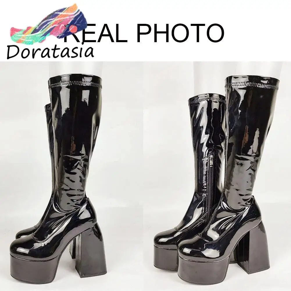 DORATASIA Plus Size 48 INS Brand High Heel Platform women\'s Boots Sexy Trendy Quality Fashion Punk Goth Women Motorcycle Shoes