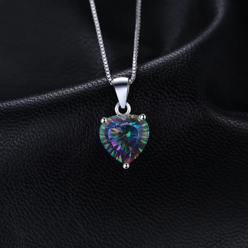 Bague Ringen Female Jewelry Necklaces For Women Black Colored Created Topaz Heart Pendant Clavicle Chain Heart Shaped Gemstone