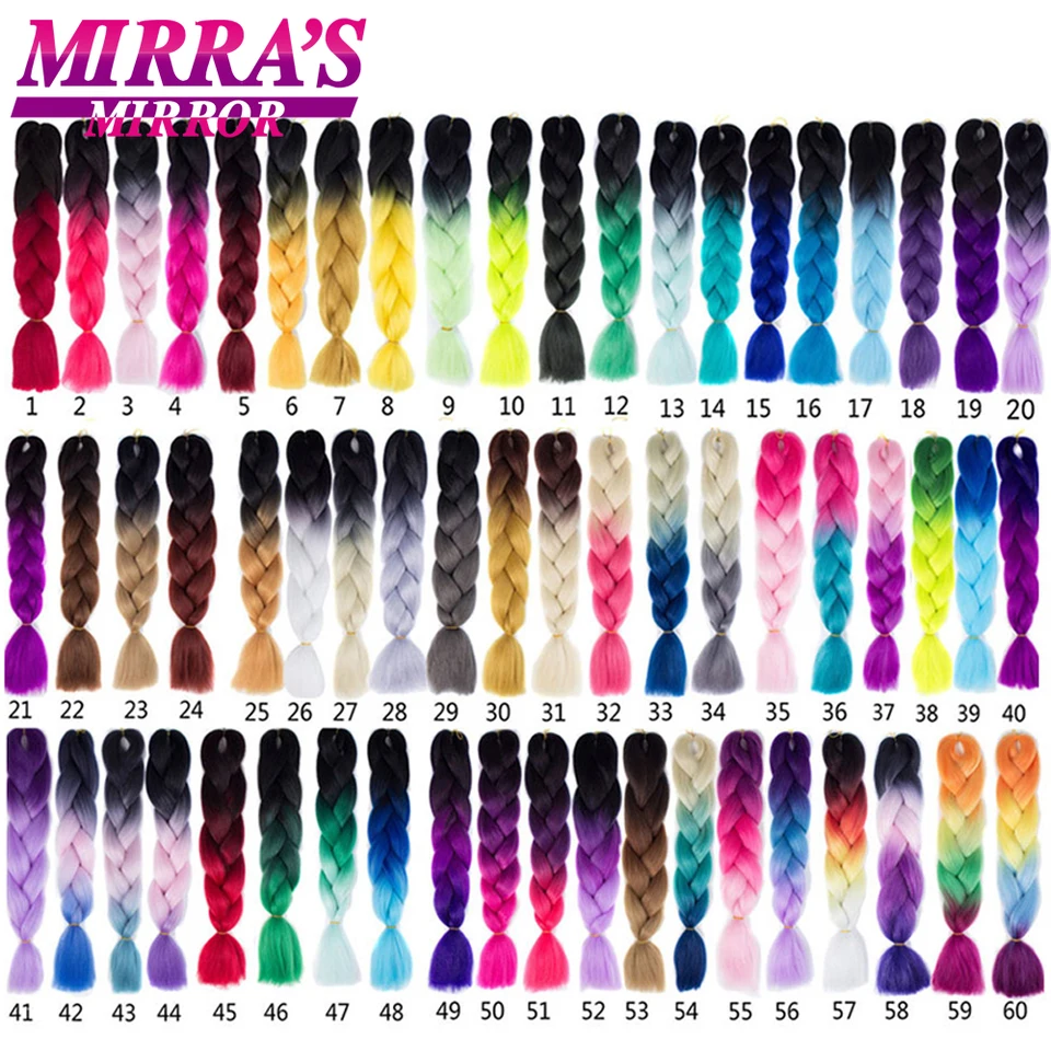 24 Pulgadas Trenzas Jumbo Sintéticas para Trenzas de Caja Degradado Extensiones para Trenzas Tres Tonos Negro Marrón Azul Rosa Mirra’s Mirror 6