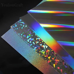 Chzimade 5Pcs A4 Size Reflective Flash Cardboard Foil Paper Rainbow DIY Glossy Decorative Paper Laser Cardboard Crafts