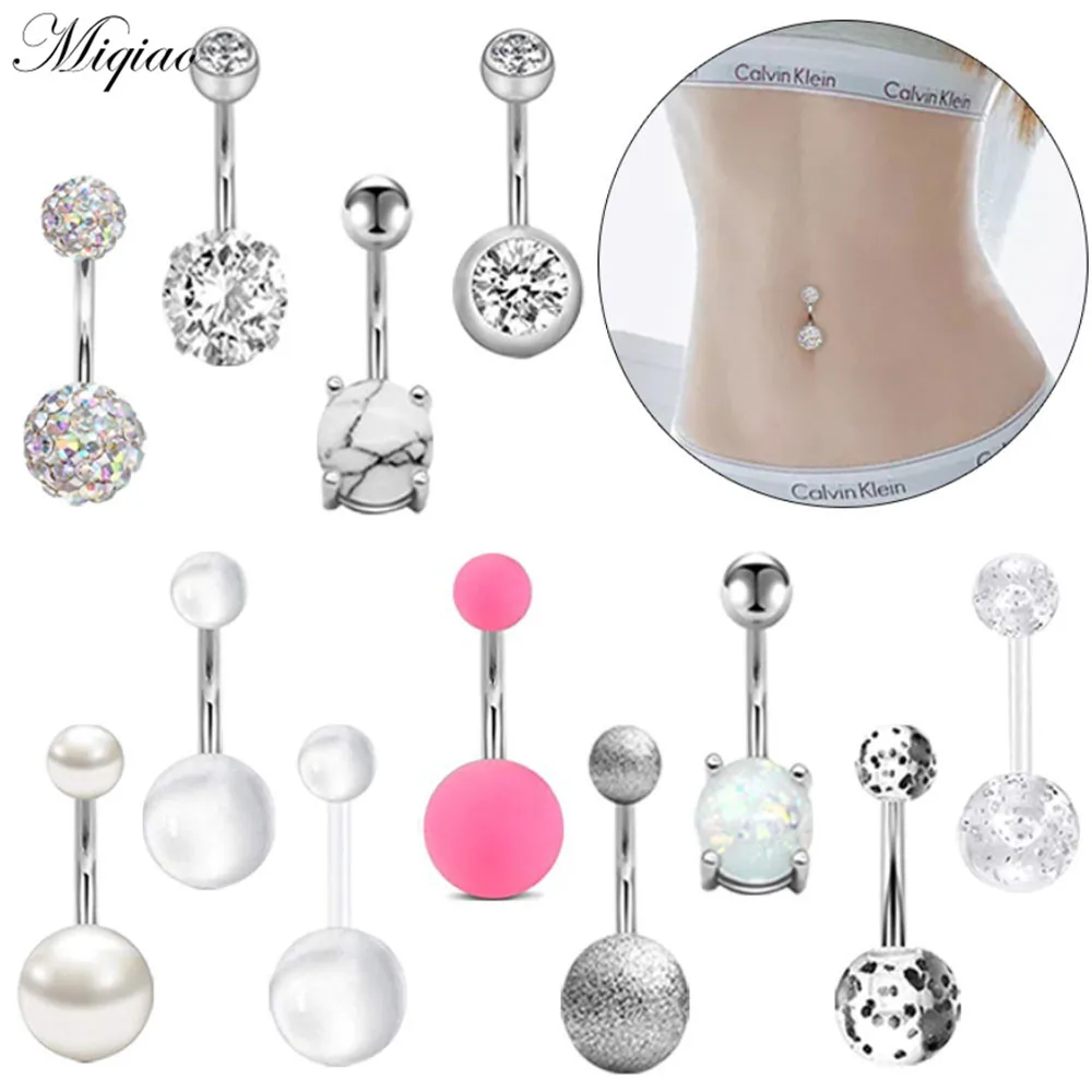 

Miqiao 12pcs New Product Wild Variety of Diamond-studded Ball Suit Belly Button Ring Piercing Jewelry