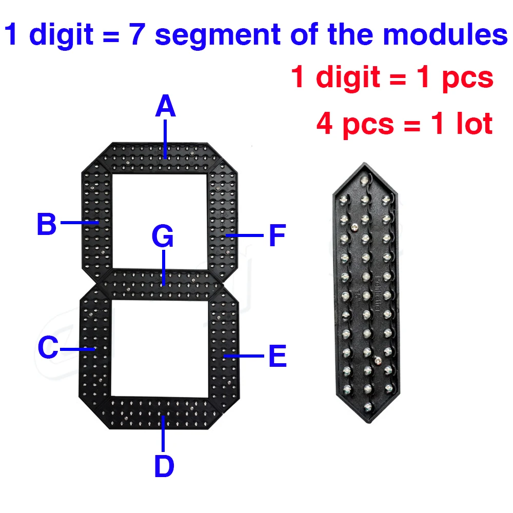 4 Stks/partij ''Inch 7 Zeven Segment Digitale Prijs Module Outdoor Waterdichte Led Olie Prijs Panel Rood/Groen/Geel/Witte Kleur