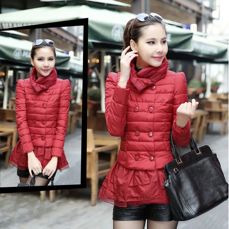 2023 Winter Women Down Cotton Jacket Parkas Double-Breasted casaco feminino Fashion Red Puffer Coats Female Coat Overcoat 4XL