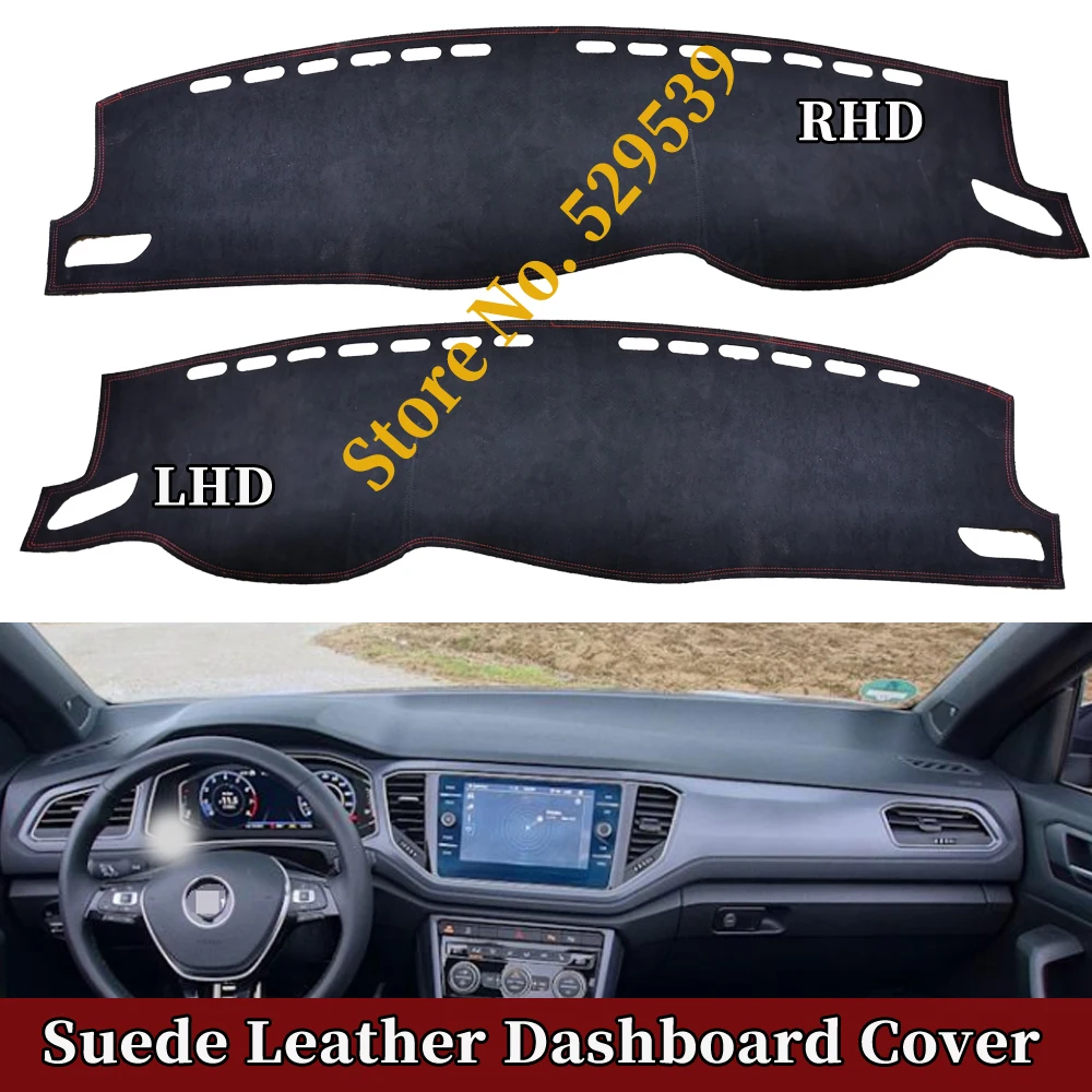 

Замшевый кожаный коврик для приборной панели, коврик для приборной панели, автоаксессуары для Volkswagen VW T-roc T Roc 2017-2023 2019 2020 2021