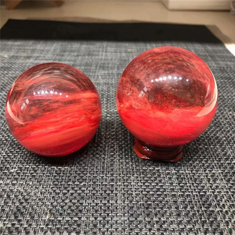 Hand Polished Red Smelting Ball Sphere Crystal Spiritual Healing For Aesthetic Room Decor