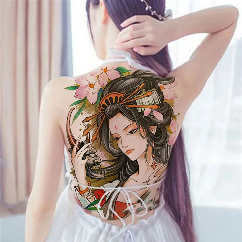 Wasserdichte, große, vollflächige Brust-Tattoos, große Tattoo-Aufkleber, Fisch, Wolf, Tiger, Drache, temporäre Flash-Tattoos, cool für Männer und Frauen – Detail 7