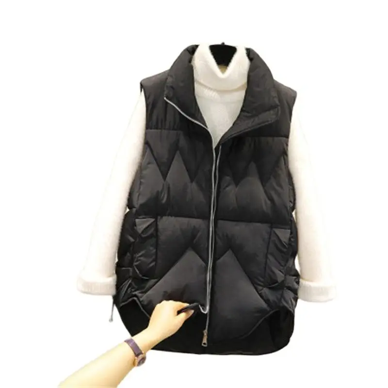 Women's waistcoat spring and autumn 2021 new style outer wear down cotton waistcoat Korean wild thin waistcoat vest jacket A433