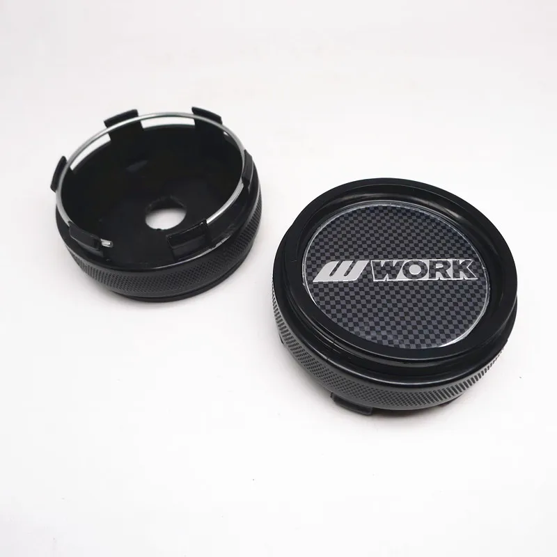 4pcs 66mm VR VS W Work Emotion Wheel Center Caps Hub Cover Alloy Black Chrome Emblem Badge Car Styling Accessories