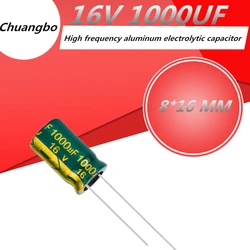 10pcs-20pcs 16V1000UF 1000UF 16V 8*16 low ESR/impedance high frequency aluminum electrolytic capacitor size 8*16 16V 1000uf 20%