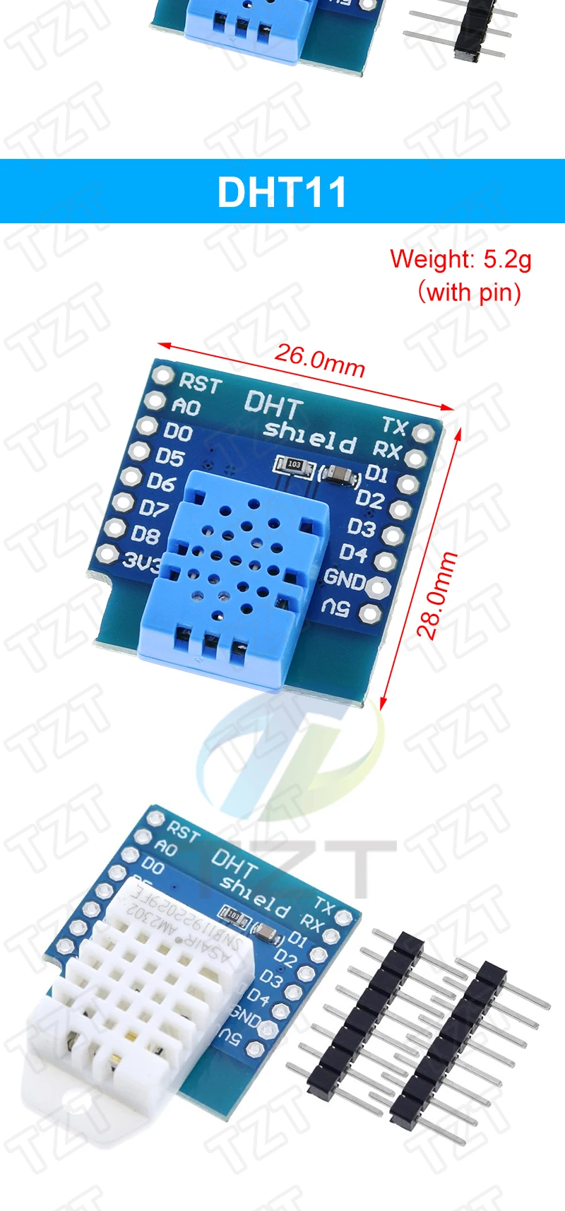 Esp8266 D1 Mini Pro WLAN-Entwicklungsboard Nodeu Ws2812 RGB Dht11 Dht22 Am2302 Relais Ds18b20 Bmp180 Motor für Arduino DIY-Kit – Detail 5