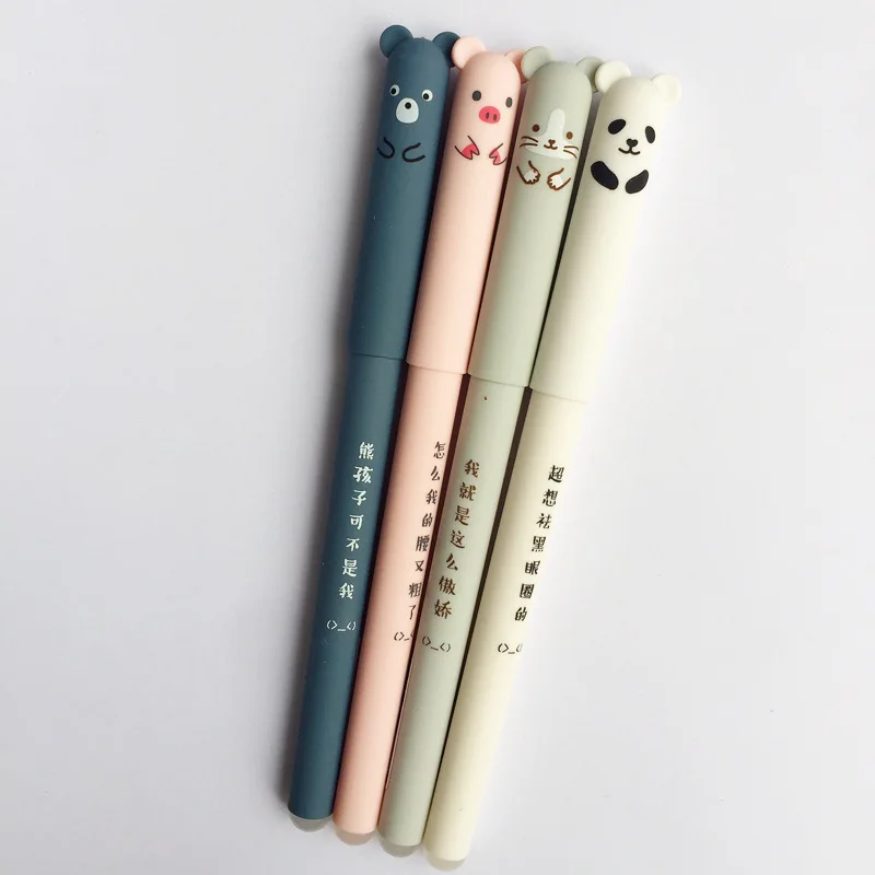 4 pcs Pen Panda Mouse Erasable Blue Ink Gel Pen Stationery Papelaria Escolar  School Office Supply Gift