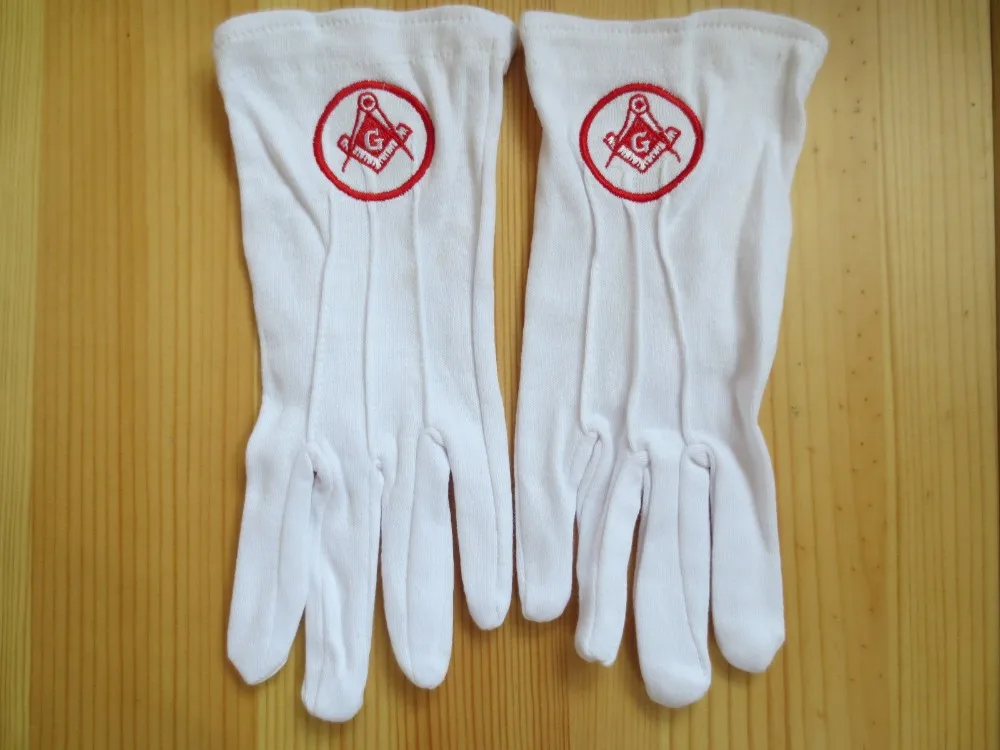 Hot sale High quality Masonic Gloves Mason Freedom Customized Made Embroidery gloves N5