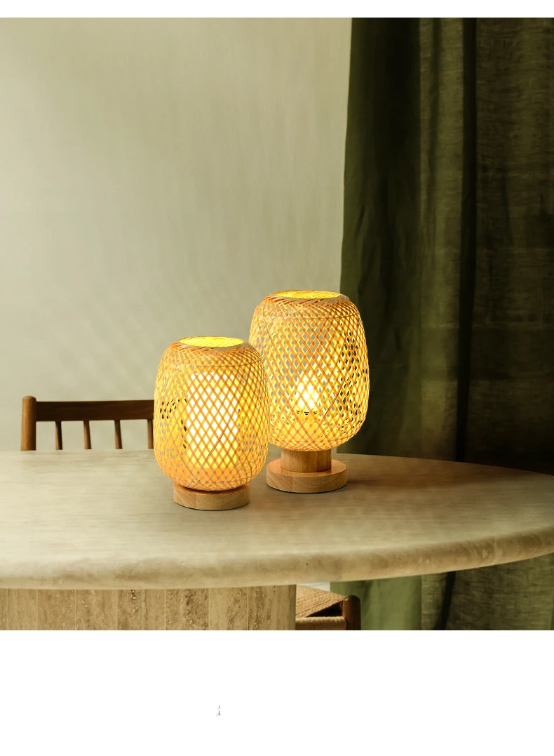 Cute Hot Sell Handmade Bamboo Wooden Table Light Thailand Style Chinese Asia Style Table Lamp For Hotel  Japanese Style Lighting