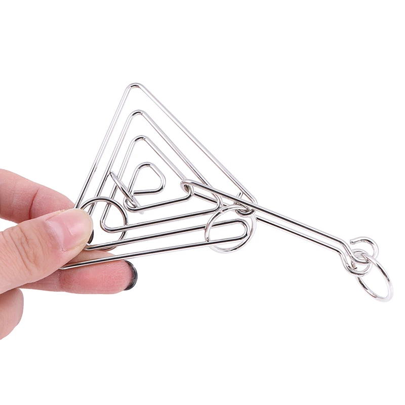 Challenging Metal Triangular Ring Puzzle Brain Teaser Game for Adults Kids