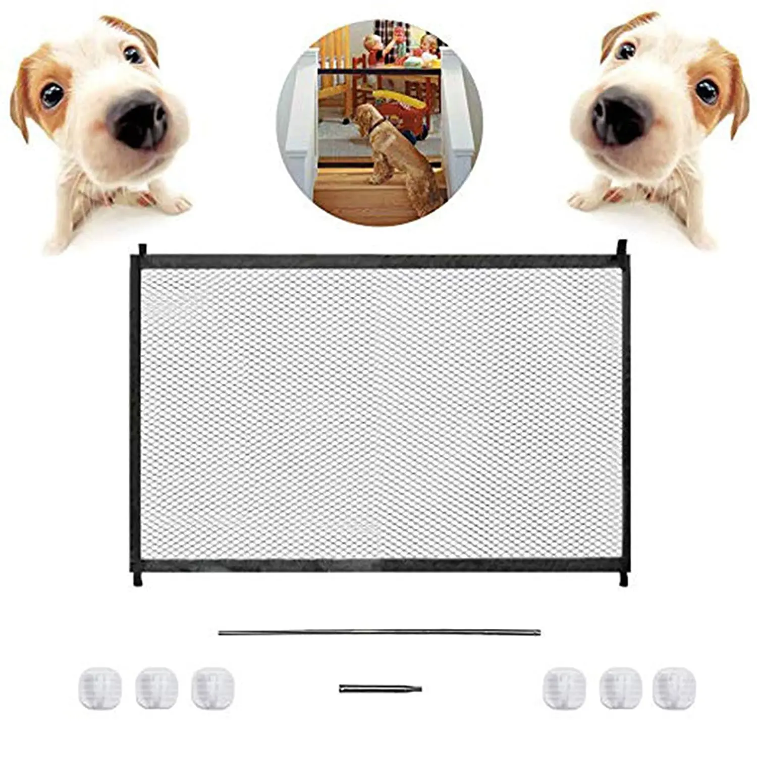

Mesh Dog Fence Safety Dog Gate For Indoor and Outdoor Safe Ingenious Pet Dog Gate Safety Enclosure Pet supplies Dropshipping