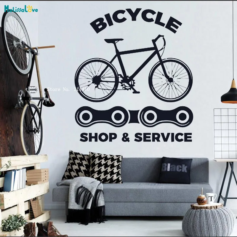 Bicycle Shop Service Wall Sticker Decals New Art Design Passionate Sport Decoration Boys Teenager Room Exquisite YT3783