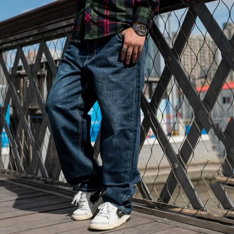 Plus Size Jeans Men's Denim Pants Mens Loose Straight Jeans Trousers Seasons Casual Cowboy Men Bottoms