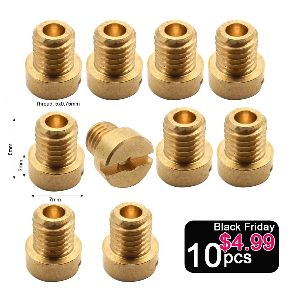 10 Pieces 5mm Main Jet M5 Jets for Dellorto Carburetor SHA PHBG NC T5 JNC Tomos A35 Targa LX Sprint Size from 40 to 200