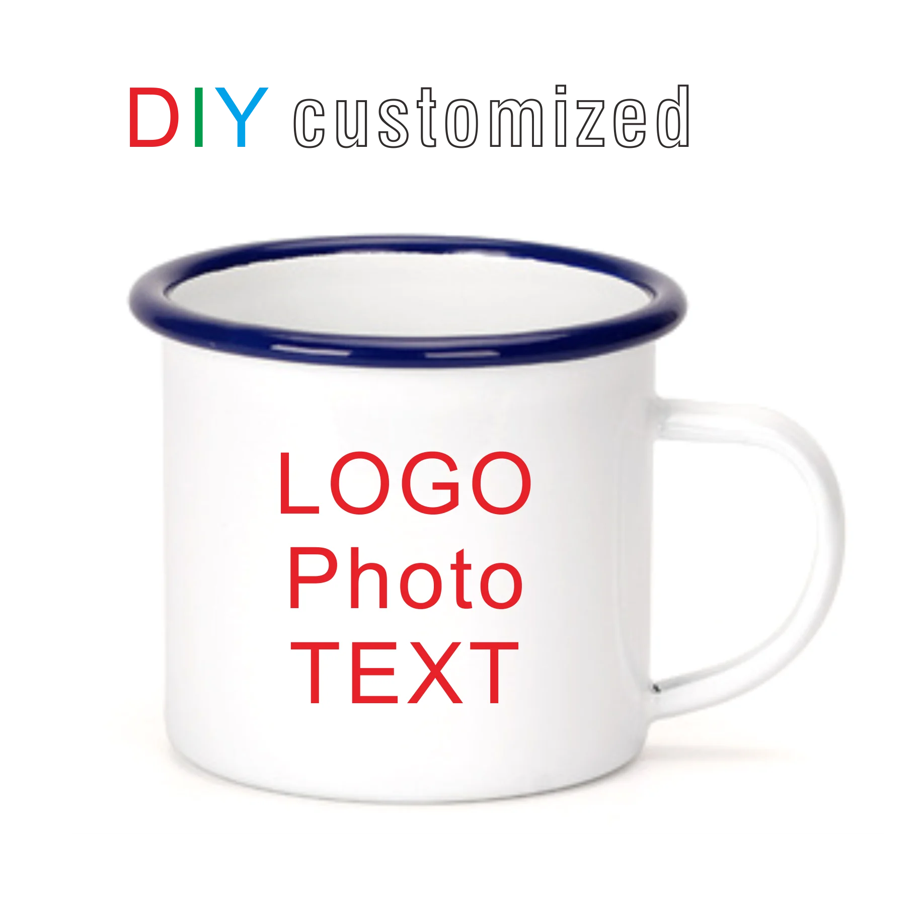 350ML Customized Enamel Mug with LOGO Photo Text Sublimation Print Office Home Funny Water Cups Breakfast Milk Coffee Tea Gift