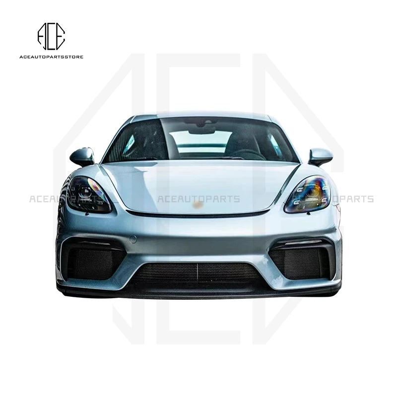 718 GT4 Style Car Body Kit Front Bumpper Rear Wing Spoiler Lip Tail Pipes Side Air Vents exhaust For Porsche 718 982 2016-2021