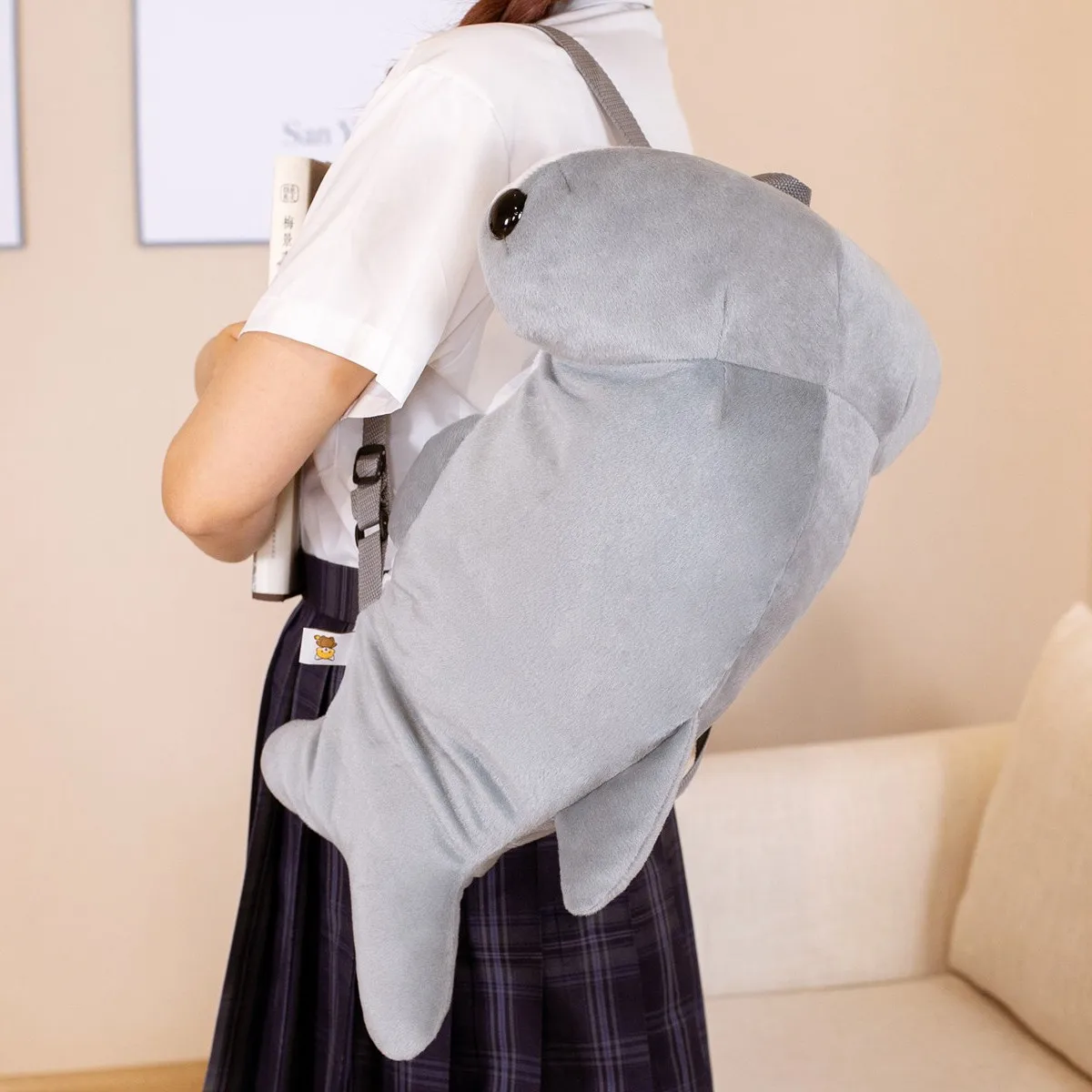 1pc 55cm Plush Hammerhead Shark Backpack Toys Simulation Shark Dolls Stuffed Soft Student Backpack for Children Kids Gift