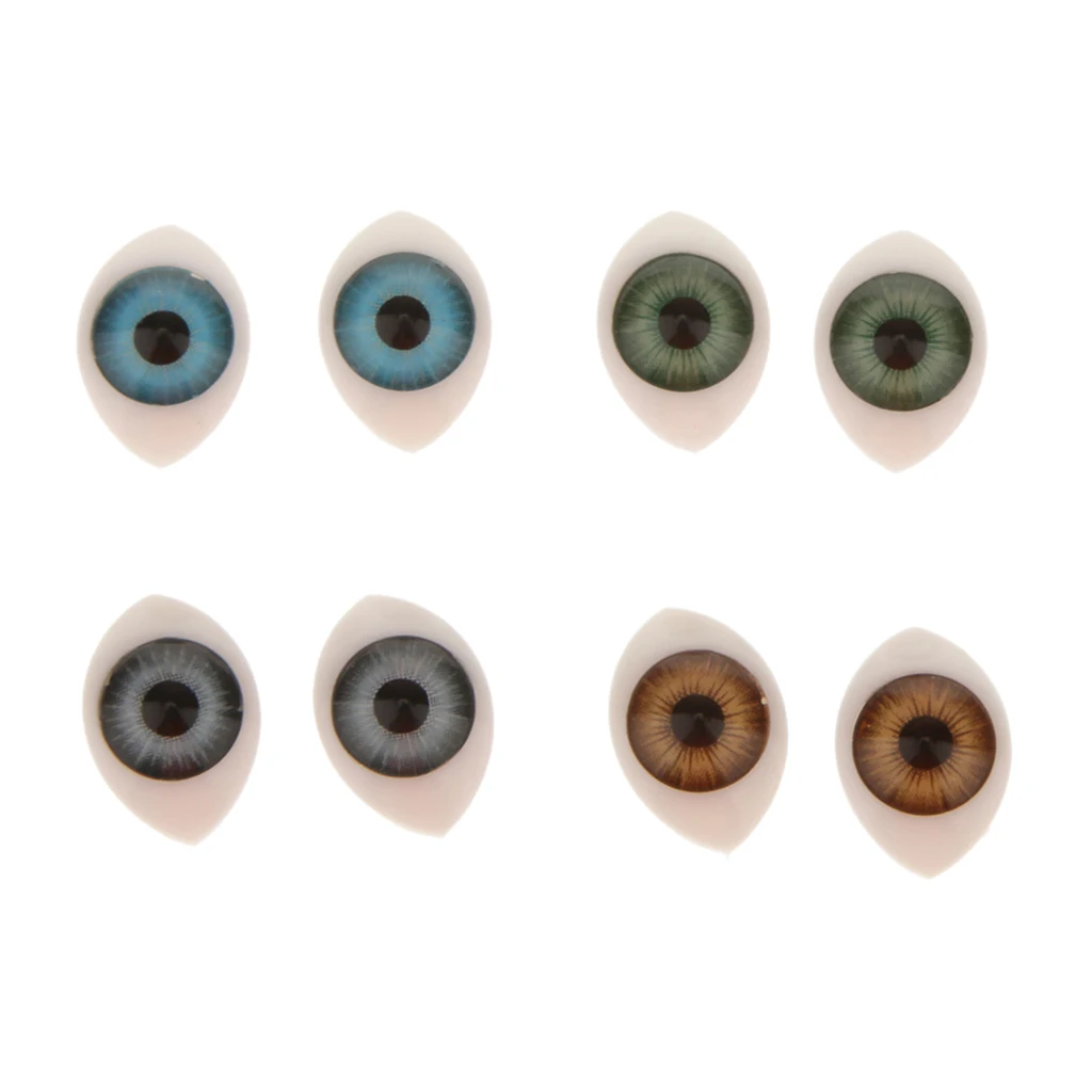 8pcs Oval Flat Back Plastic Eyes 9mm Iris for Porcelain or Reborn Dolls DIY