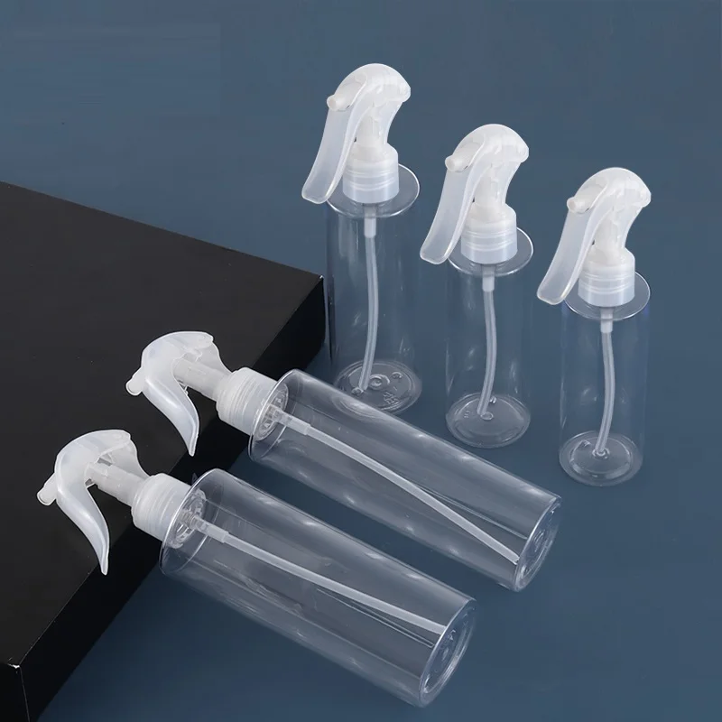 20pcs Trigger Spray Pump Plastic Clear Bottle Empty 100ml120ml150ml200ml250ml Round Cosmetic Container Packing Container Bottles