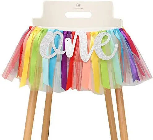 Rainbow Theme High Chair Banner First Party Banner Smash Cake Photo Prop Photo Backdrop Sunshine 1st Birthday